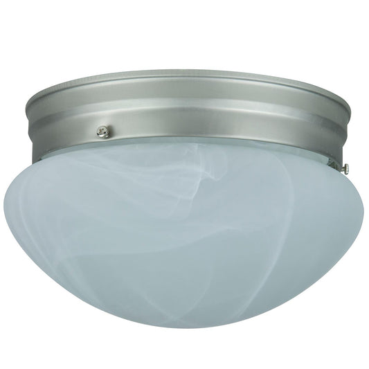 Sunlite 6" Decorative Mushroom Style Ceiling Fixture, Brush Nickel Finish, Alabaster Glass