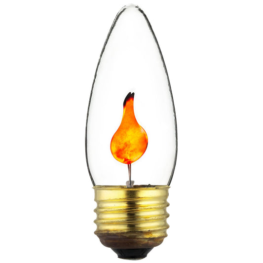 Sunlite 3 Watt Chandelier Flicker, Medium Base, Clear Orange