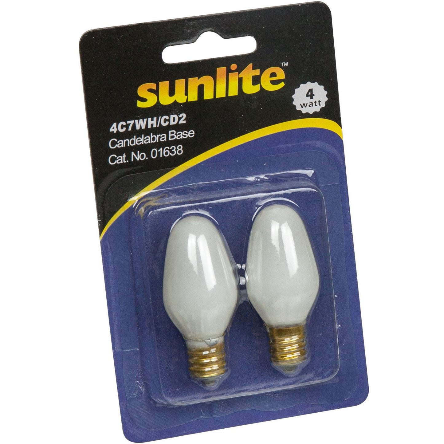 2 Pack Sunlite 4 Watt C7 Night Light, Candelabra Base, White