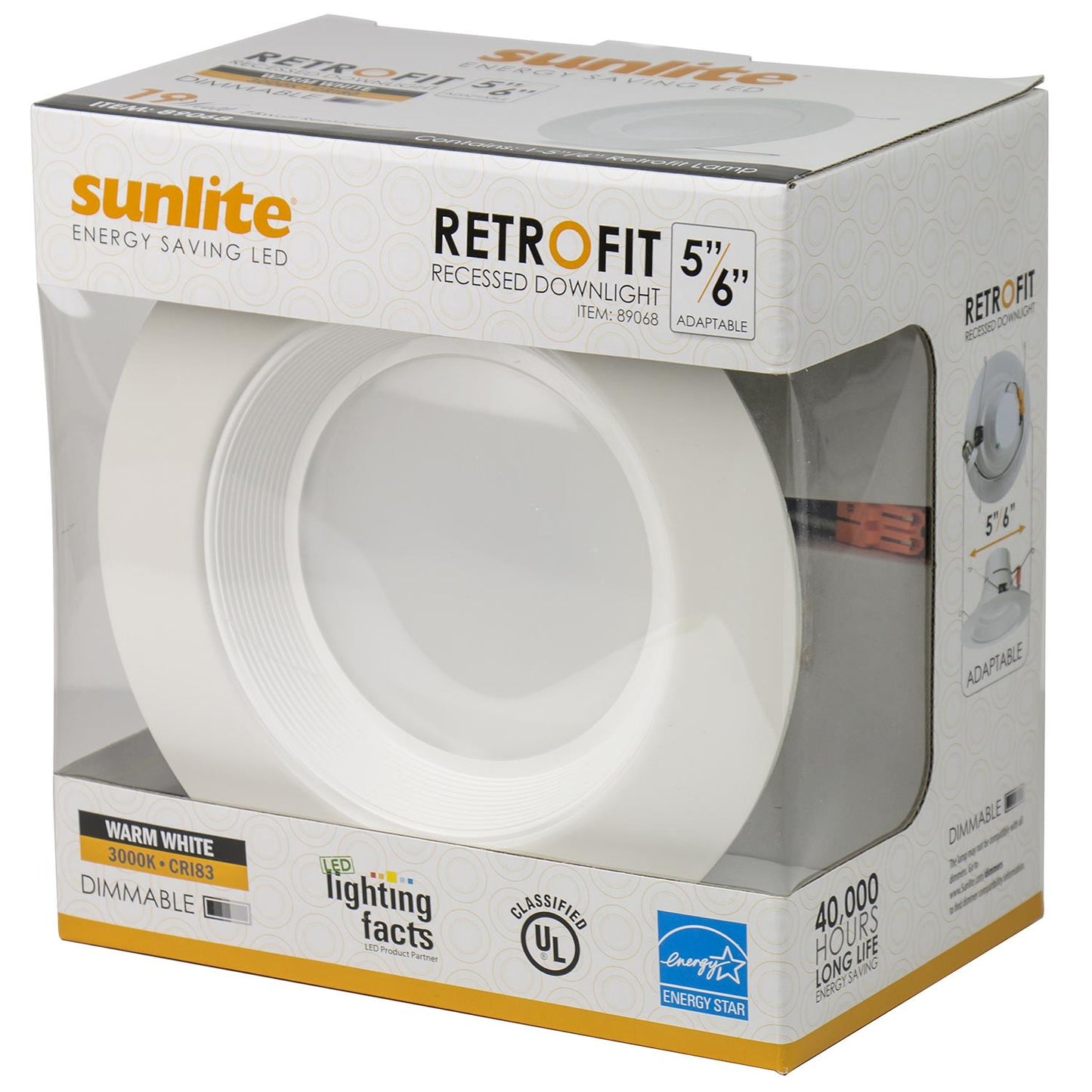 Sunlite 19 Watt Retrofit Downlight Kit, 5"-6" Round, Medium (E26) Base