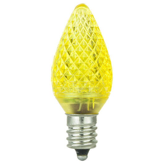 Sunlite 80704 LED C7 Holiday Decorative Bulb 0.4 Watts, E12 Candelabra Base, Faceted Christmas-Lights Nightlight, Yellow