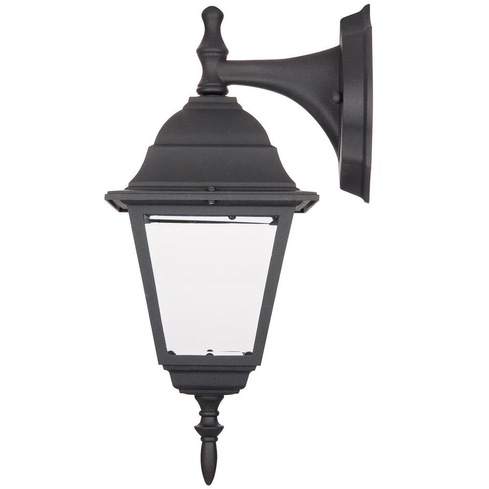 Sunlite Down-Facing Post Style Outdoor Fixture, Black Powder Finish, Clear Beveled Glass
