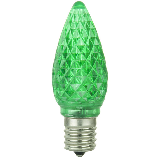 Sunlite 80706 LED C9, Holiday Decorative Light Bulb, 0.4 Watts, E17 Intermediate Base, Faceted Christmas-Lights; Nightlight, Green