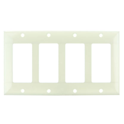 Sunlite E304/A 4 Gang Decorative Switch and Receptacle Plate, Almond