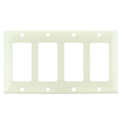 Sunlite E304/A 4 Gang Decorative Switch and Receptacle Plate, Almond