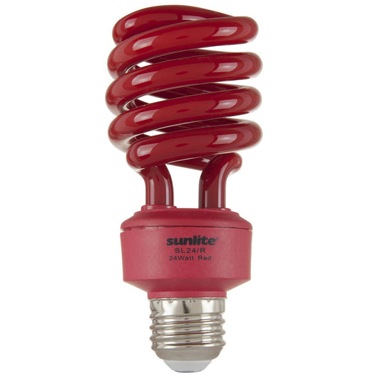 Sunlite 24 Watt Colored Spiral, Medium Base, Red