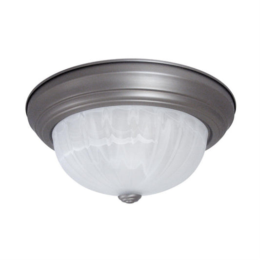 Sunlite 13" Decorative Dome Ceiling Fixture, Two PLD-Type 18 Watt Fluorescent Bulbs Included, 10,000 Hour Life Span, Brushed Nickel Finish, Alabaster Glass Shade, Ideal for Hotel Rooms, Bedrooms, Hallways, Entryways, Bathrooms, Kitchens, UL Listed