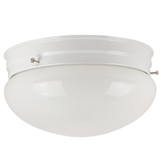 Sunlite 6" Decorative Mushroom Style Ceiling Fixture, White Finish, White Glass