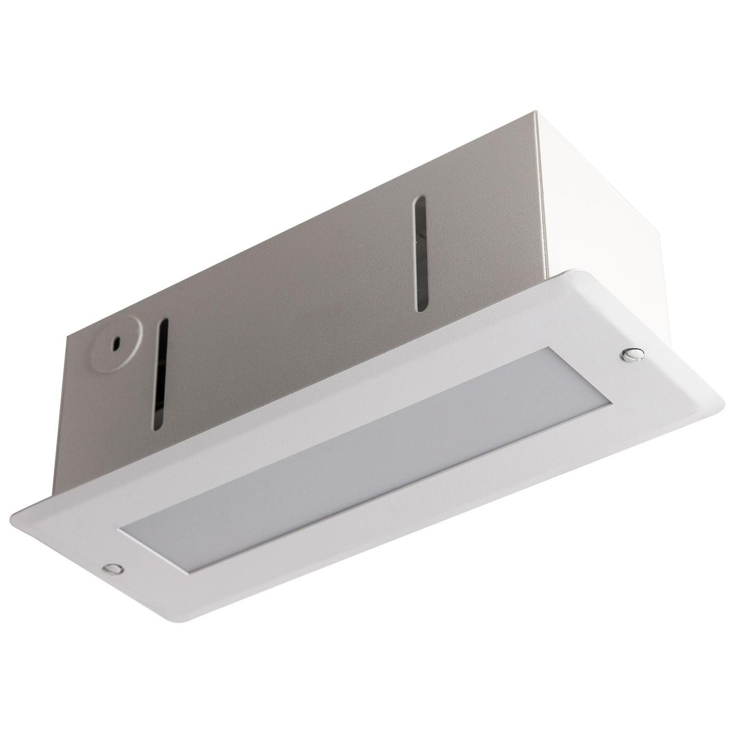 Fluorescent Steplite Fixture, White Finish, Frosted Lens