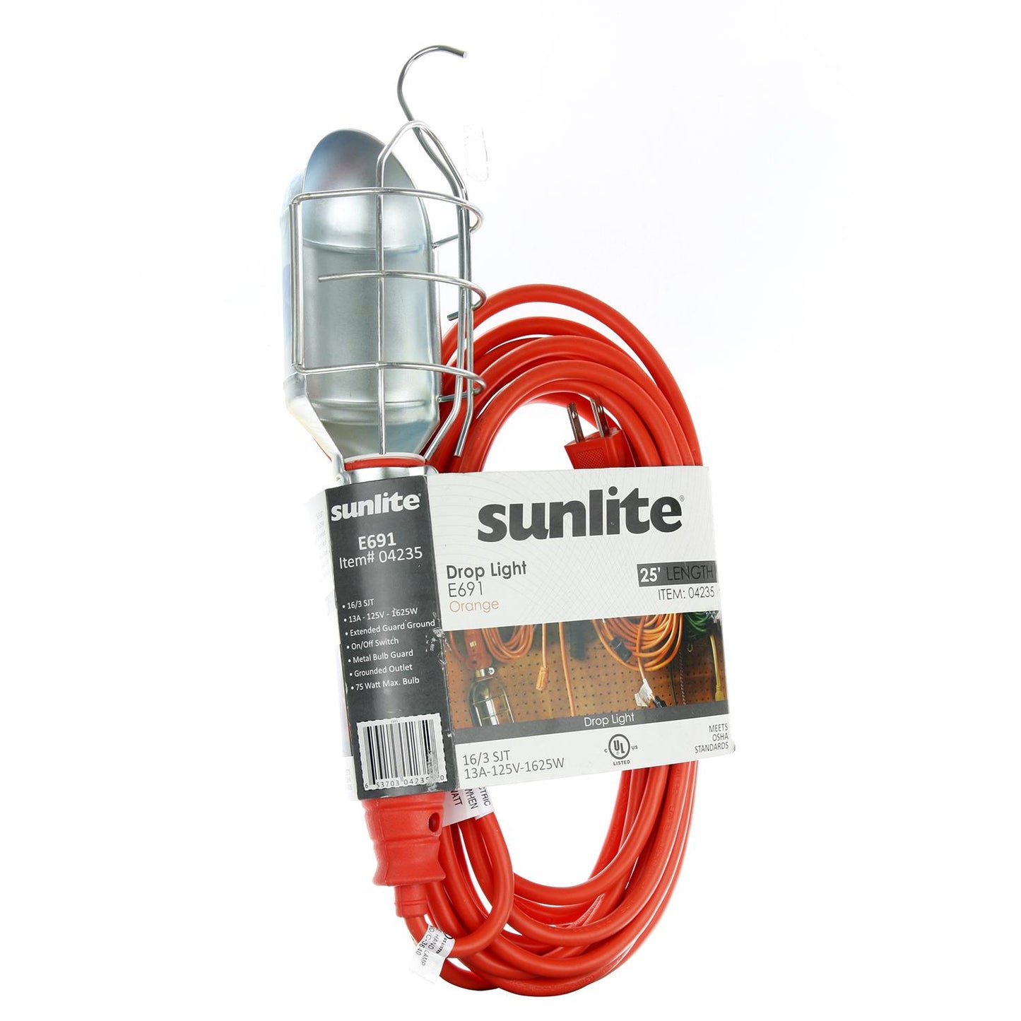 Sunlite E691 25 foot 75 Watt Incandescent Drop Light, Metel