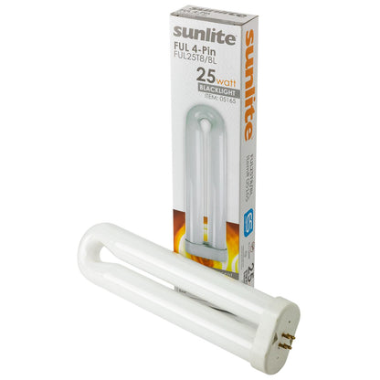 Sunlite FUL25T8/BL Fluorescent 25W Black Light U Shaped FUL Twin Tube Plugin Lamps, 4-Pin GX10Q Base