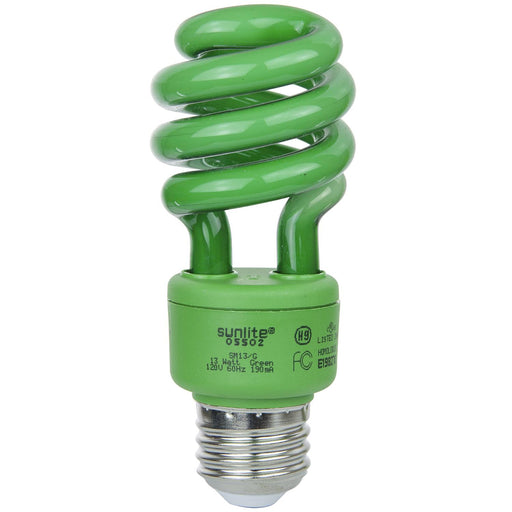 Sunlite SM13/G 13 Watt T3 Spiral Lamp Medium (E26) Base Green