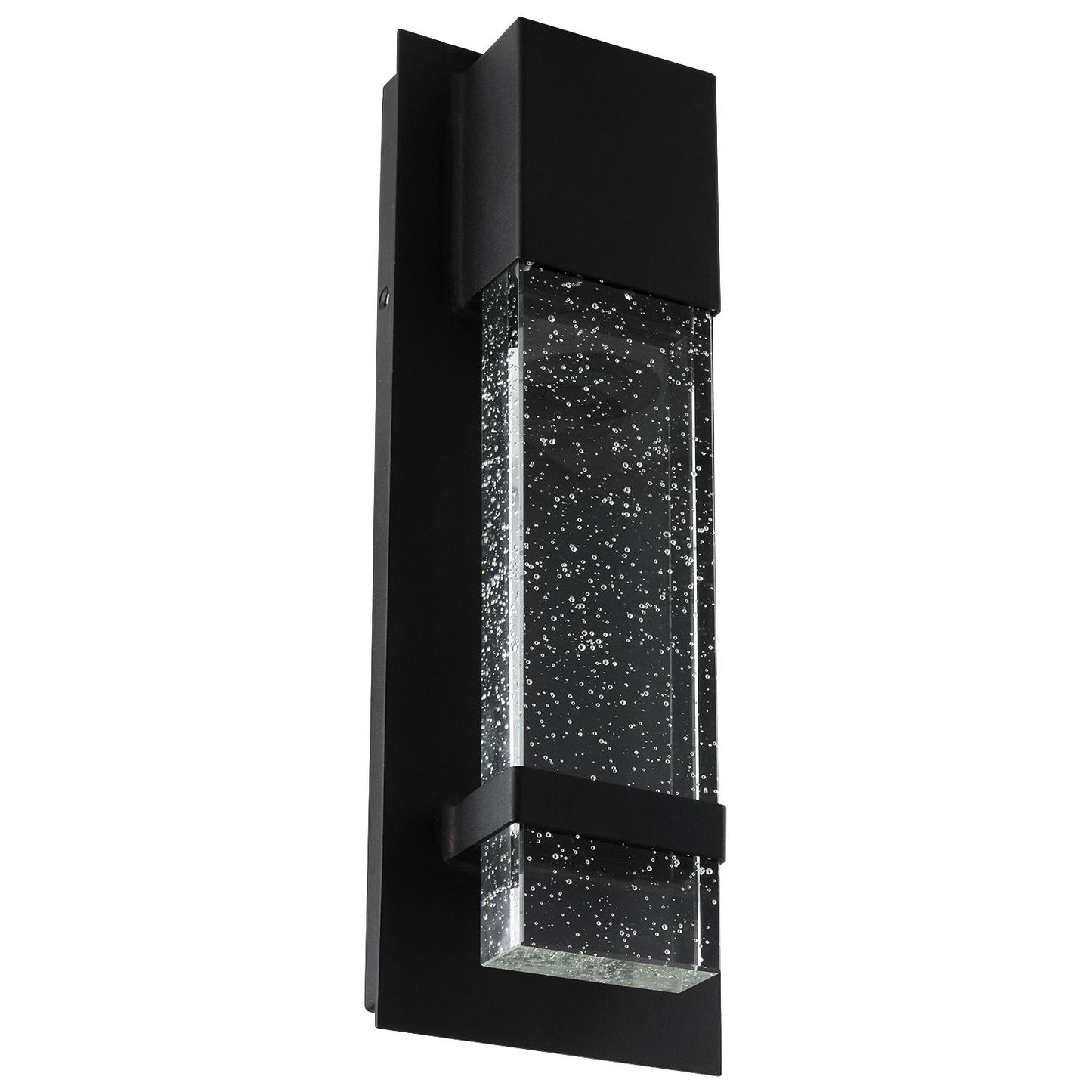 Sunlite LED Wall Sconce, Black Metal Frame with Raindrop Effect Glass Panel,  4.75" Wide, 5000K Super White, Indoor & Outdoor, ADA Compliant