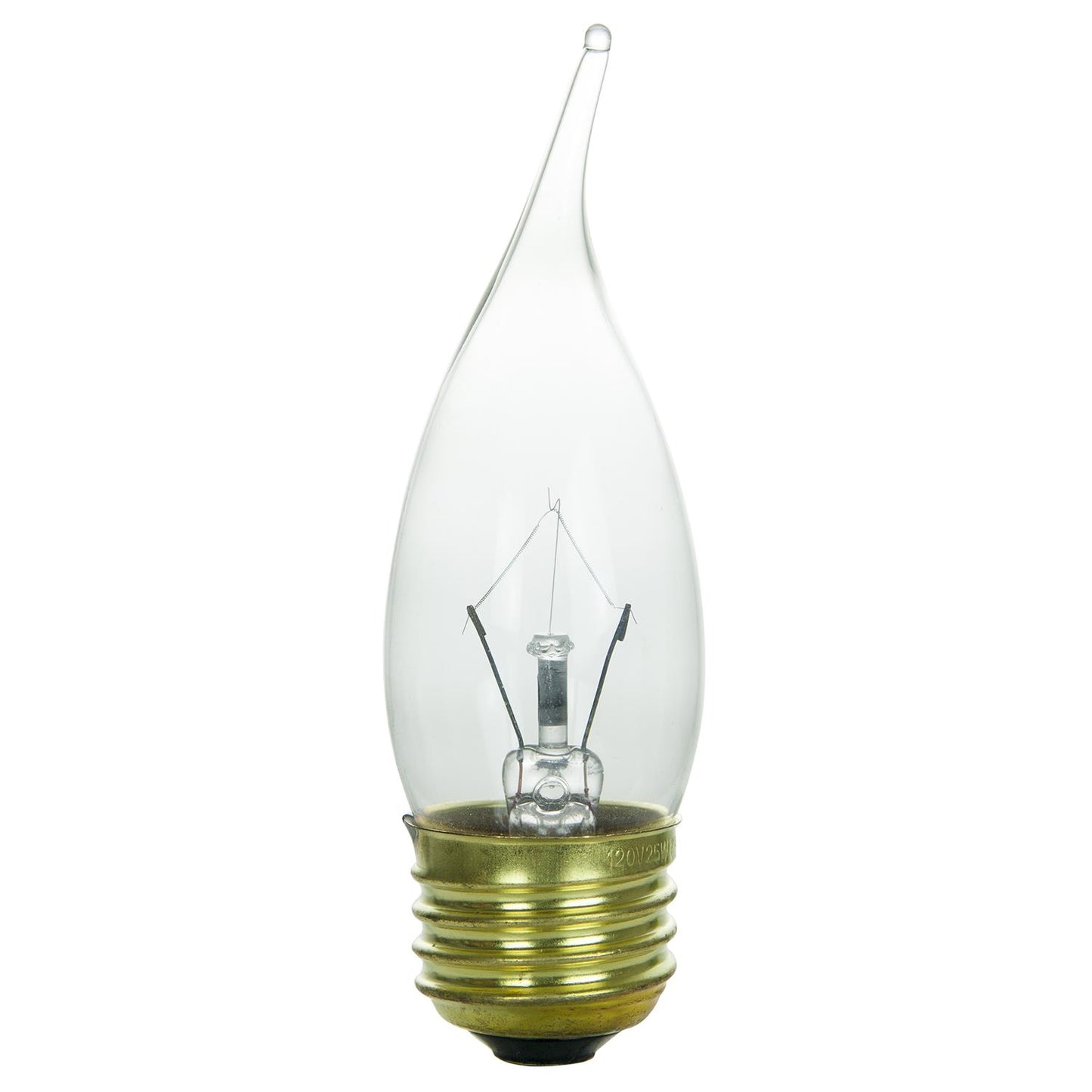 Sunlite 40 Watt Flame Tip Chandelier, Medium Base, Clear