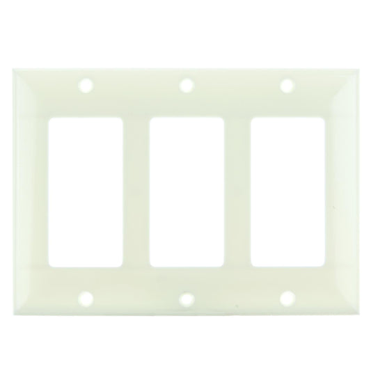 Sunlite E303/A 3 Gang Decorative Switch and Receptacle Plate, Almond