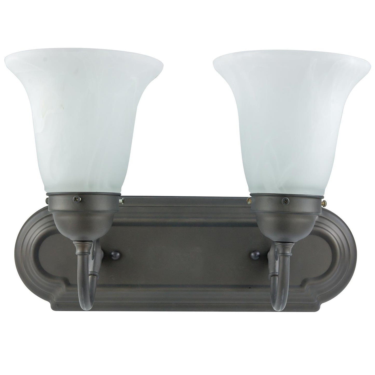 Sunlite 2 Lamp Vanity Decorative Sconce Fixture, Dusted Brown Finish, Alabaster Glass