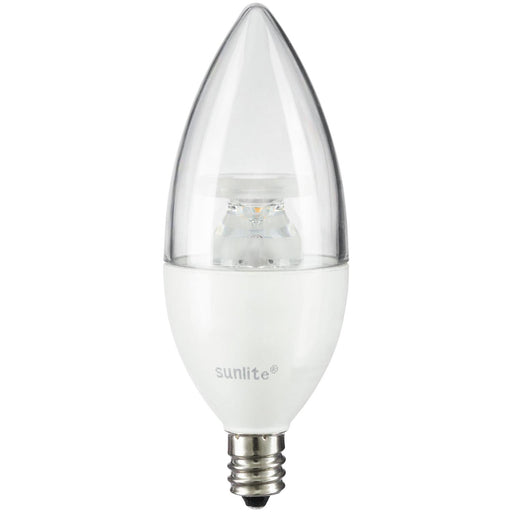 Sunlite CTC/LED/4.5W/E12/CL/D/ES/27K LED Torpedo Tip Chandelier 5W (40W Equivalent) Light Bulb Candelabra (E12) Base, 2700K Soft White