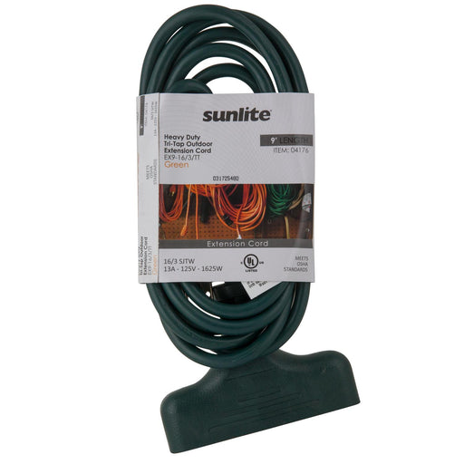 Sunlite EX9-16/3 9 Foot Extension Cord Tri Tap