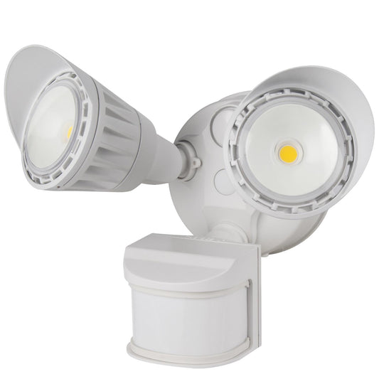 Sunlite LED Floodlights With Motion Sensor, White Finish, 20 Watt, 3000K Warm White