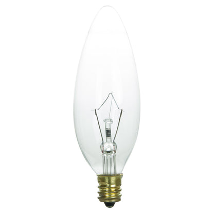 Sunlite 60 Watt Incandescent Chandelier Bulb, Candelabra (E12) Base, Soft White (2600K), Clear, Torpedo Tip, Classic & Beautiful Natural Light Appearance 100 CRI 25 Pack