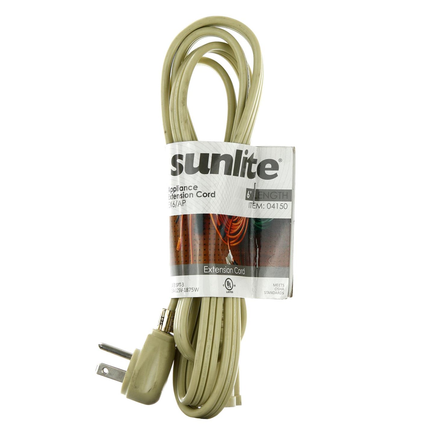 Sunlite EX6/AP Appliance 6-Feet Extension Cord, Grey