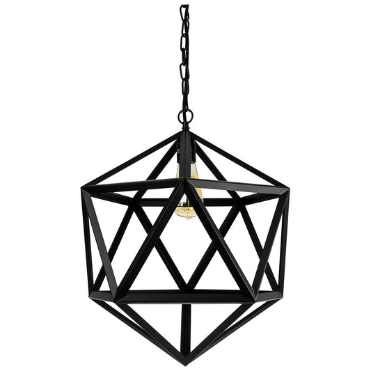 Sunlite Hexagon Pendant Vintage Antique Style Fixture, Stain Black Finish