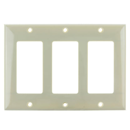 Sunlite E303/I 3 Gang Decorative Switch and Receptacle Plate, Ivory