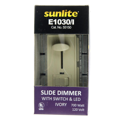 Sunlite E1030/I Slide Dimmer with LED/On/Off Switch, Ivory