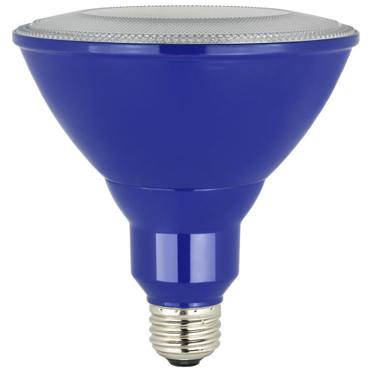 Sunlite LED PAR38 Blue Floodlight Bulb, 8W (25W Equivalent), Medium (E26) Base, Indoor, Outdoor, Wet Location, 25,000 Hour Lifespan, UL Listed