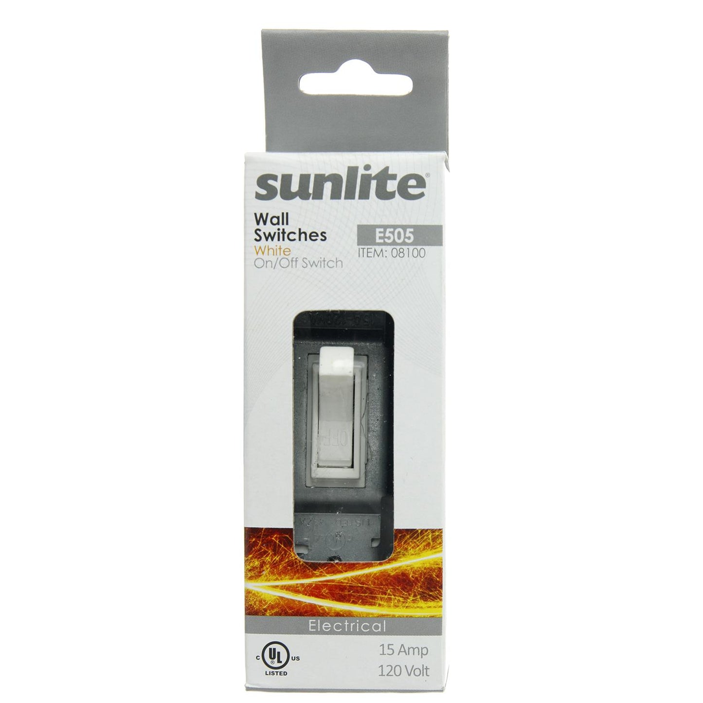 Sunlite E505 On/Off Grounded Toggle Switch, White