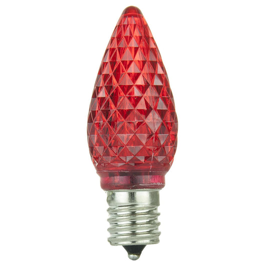 Sunlite 80707 LED C9, Holiday Decorative Light Bulb, 0.4 Watts, E17 Intermediate Base, Faceted Christmas-Lights; Nightlight, Red