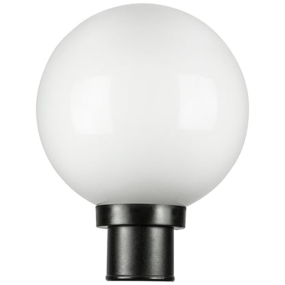 Sunlite 10" Decorative Outdoor Twist Lock Globe Polycarbonate Post Fixture, Black Finish, White Lens, 3" Post Mount (not included)
