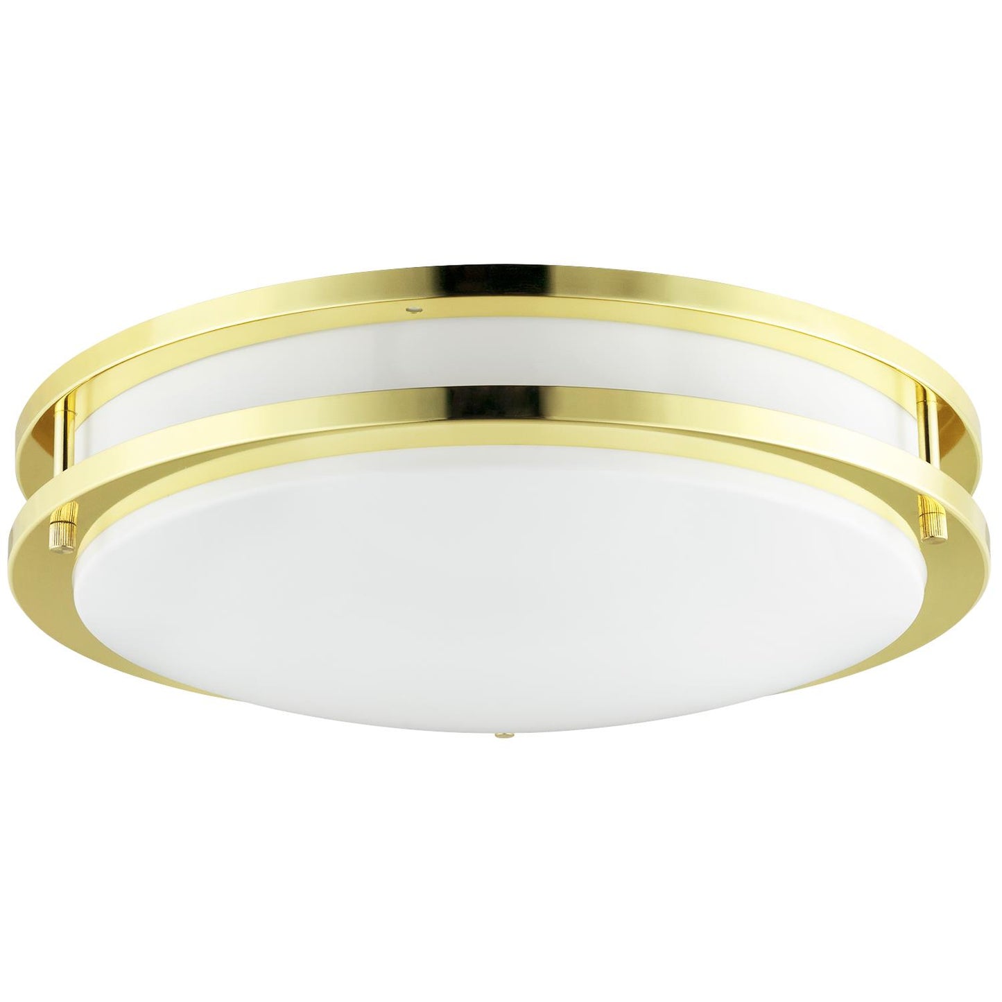 Sunlite 45586 18-Inch Fluorescent Double Band Trim Flush Mount Light Fixture, Max 46 Wattage (Two Bulbs Included), 3200 Lm, 2700K Soft White, Twist & Lock GU24 Base, 120V, UL Listed, Polished Brass