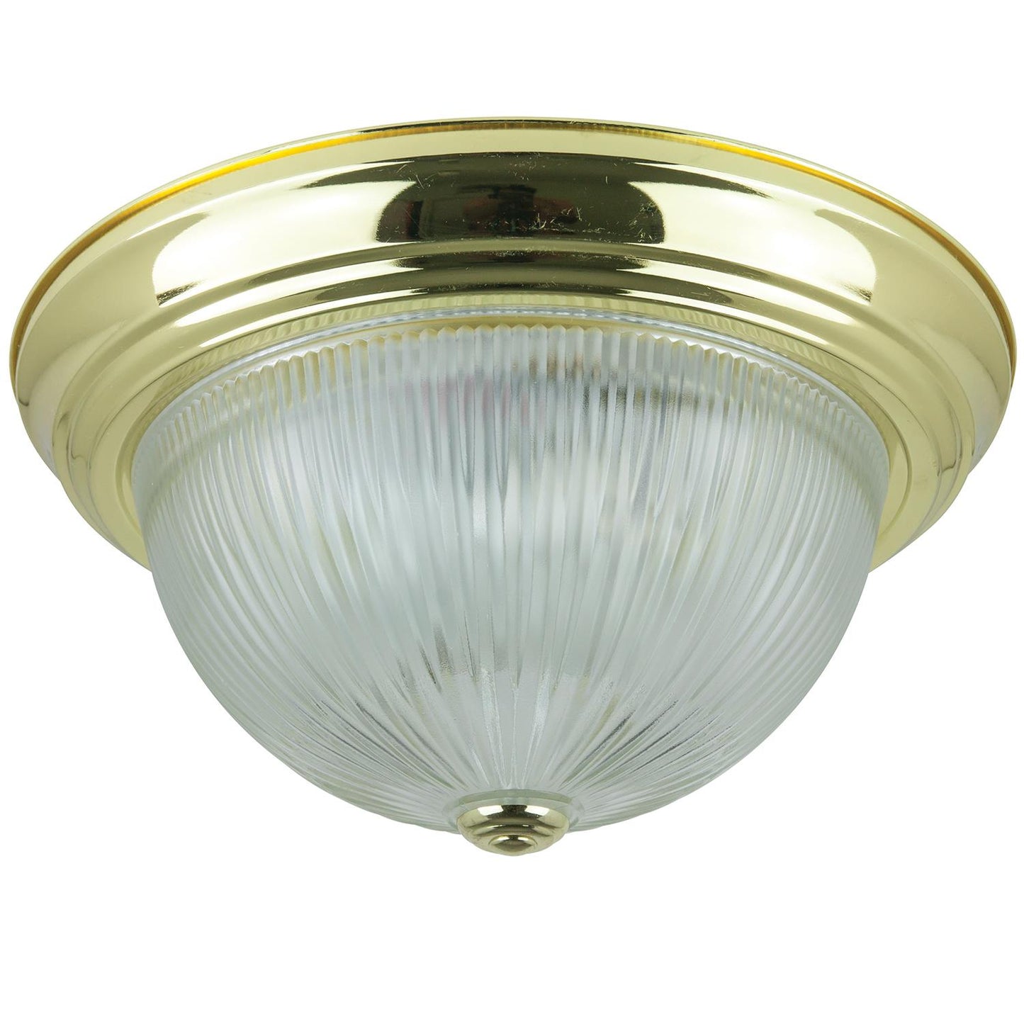 Sunlite 13" Decorative Dome Ceiling Fixture, Polished Brass Finish, Clear Glass