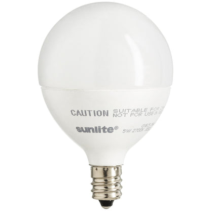 Sunlite LED G16.5 Globe 5W (40W Equivalent) Light Bulb Candelabra (E12) Base, Warm White