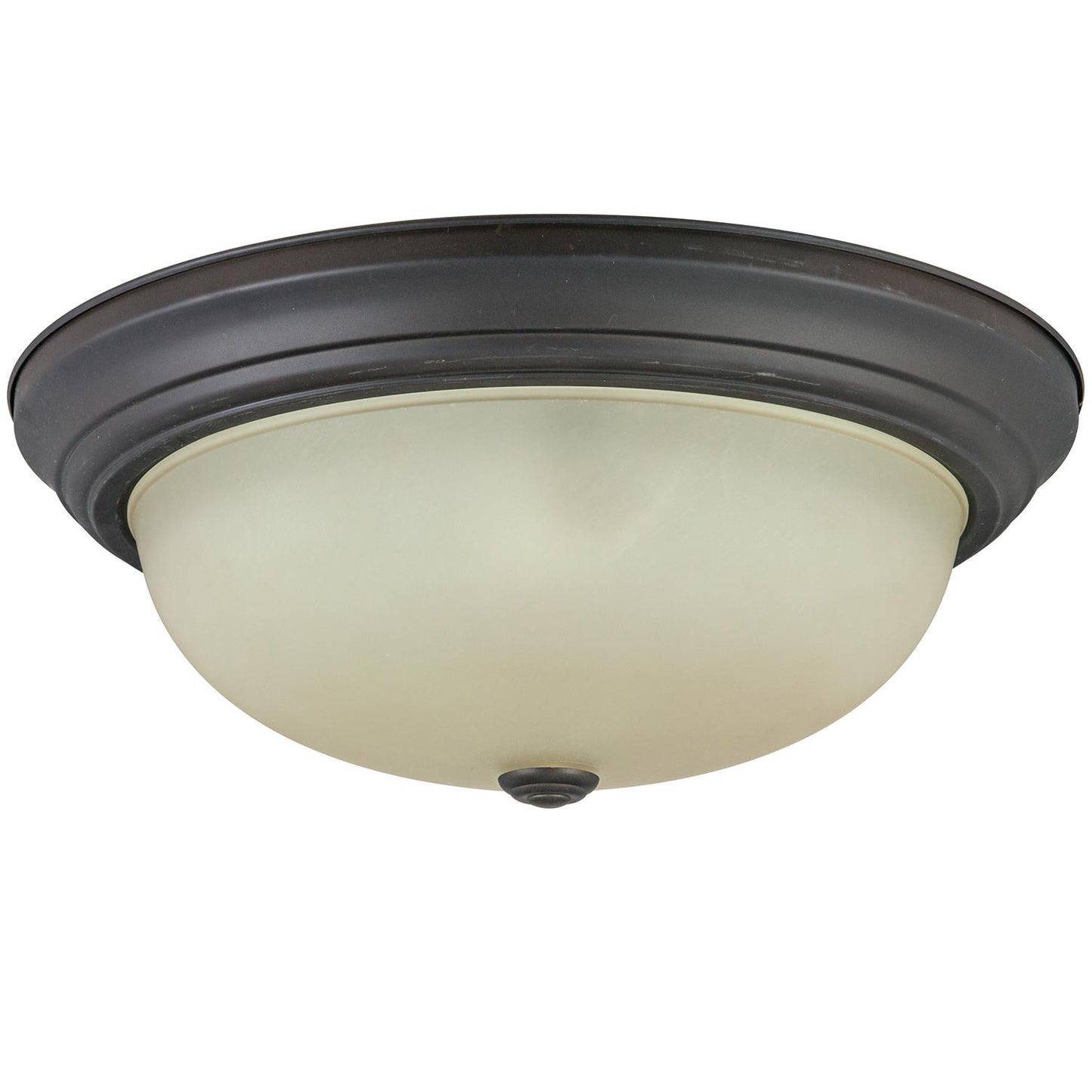 Sunlite 15" Decorative Dome Ceiling Fixture, Distressed Brown Finish, Tea Stained Glass