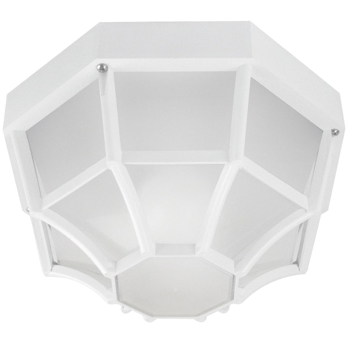 Sunlite Decorative Outdoor Energy Saving Octagonal Collection Fixture, White Finish, Frosted Lens