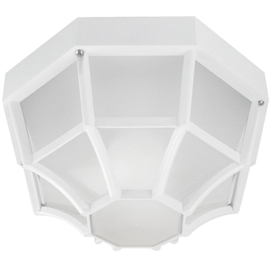 Sunlite Decorative Outdoor Energy Saving Octagonal Collection Fixture, White Finish, Frosted Lens