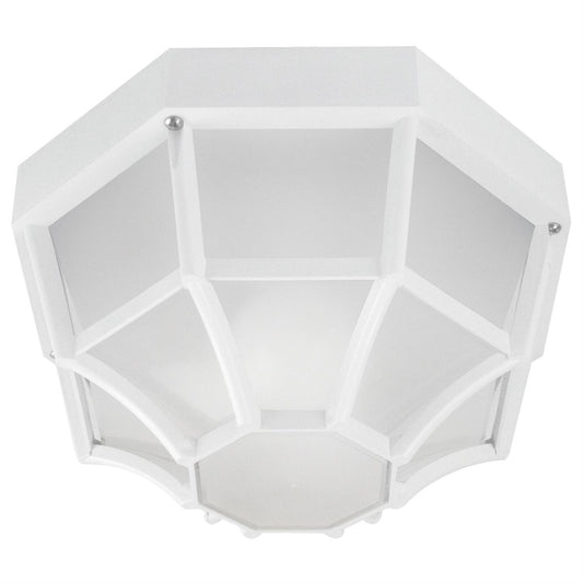 Sunlite Decorative Outdoor Octagonal Collection Fixture, White Finish, Frosted Lens