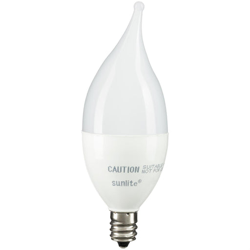 Sunlite CFF/LED/5W/E12/FR/D/ES/27K LED Flame Tip Chandelier 5W (40W Equivalent) Light Bulb Candelabra (E12) Base, 2700K Soft White