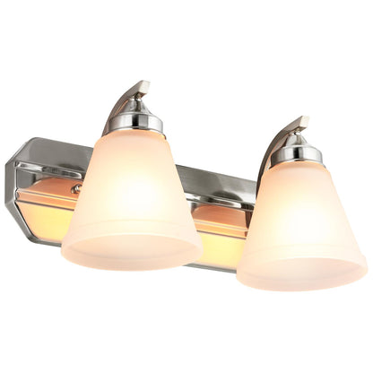 Sunlite 45056-SU Vanity Fixture Two Light 17 Inch, Bell Shaped Frosted Glass , Brushed Nickel Finish
