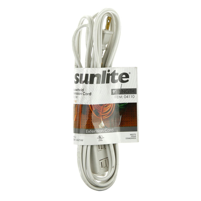 Sunlite EX9/WH Household 9-Feet Extension Cord, White