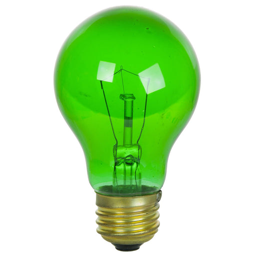 2 Pack of Sunlite 25 Watt A19 Colored, Medium Base, Transparent Green