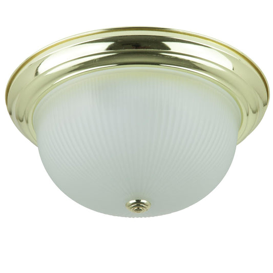 Sunlite 15" Decorative Dome Ceiling Fixture, Polished Brass Finish, Frosted Glass