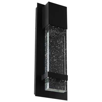 Sunlite LED Wall Sconce, Black Metal Frame with Raindrop Effect Glass Panel,  4.75" Wide, 3000K Warm White, Indoor & Outdoor, ADA Compliant