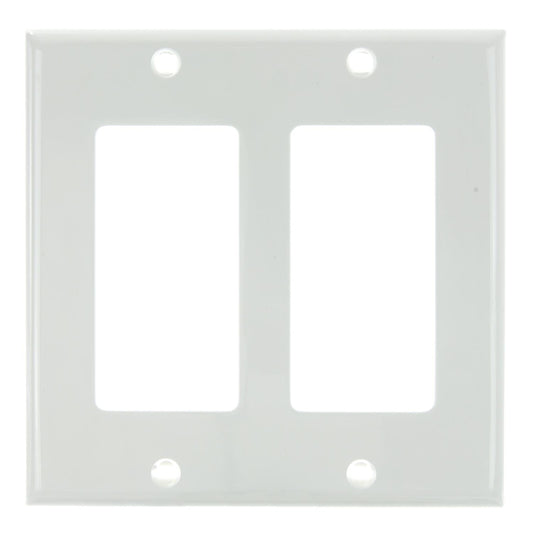 Sunlite E302/W 2 Gang Decorative Switch and Receptacle Plate, White