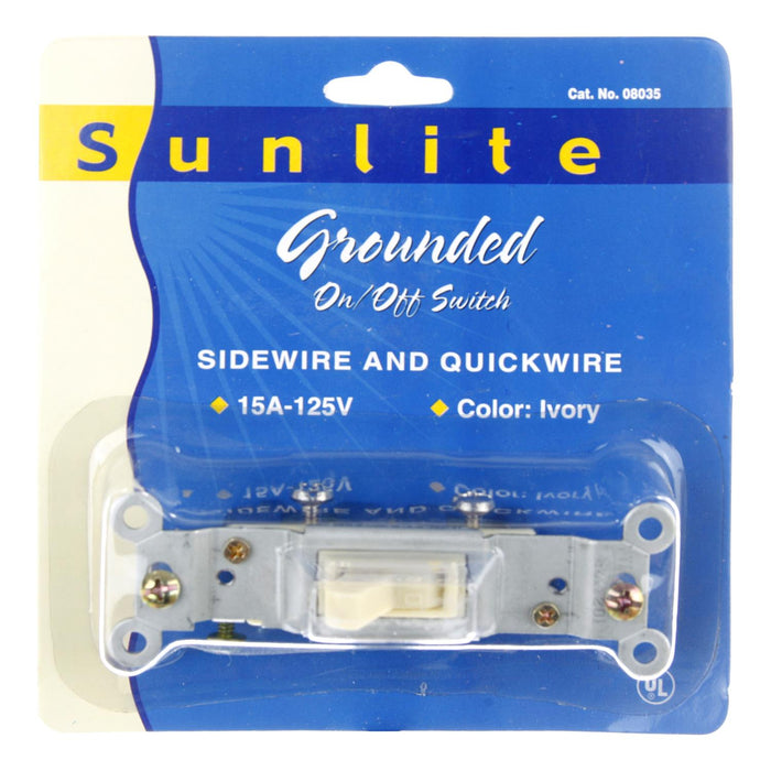 Sunlite E506/CD On/Off Grounded Toggle Switch, Ivory