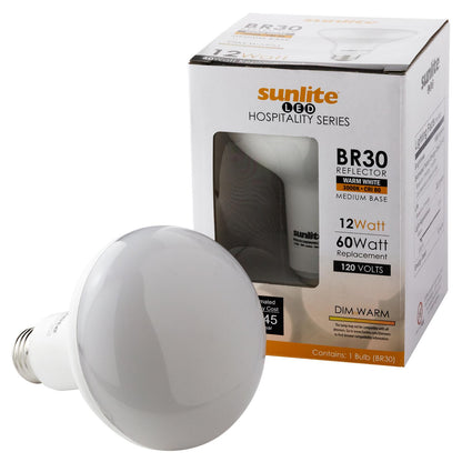 Sunlite LED BR30 Hospitality Series 12W (65W Equivalent) Light Bulb Medium (E26) Base, Warm White