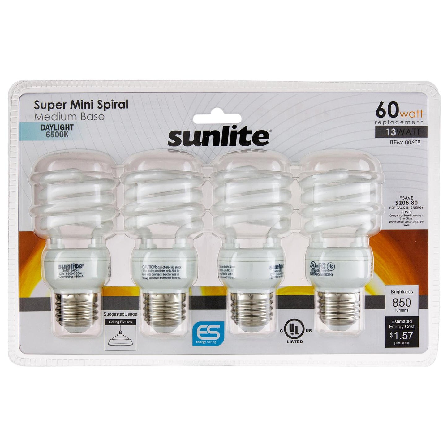 Sunlite 13 Watt Super Mini Spiral, Medium Base, Daylight