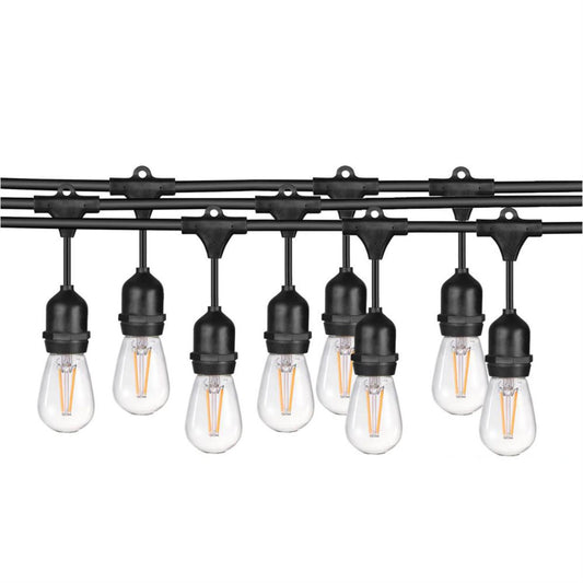 Sunlite 80432-SU LED String Light Set With 10 Sockets And S14 LED Bulbs Included, 33 Foot, 15 Watts (Total), Black, 27K - Warm White